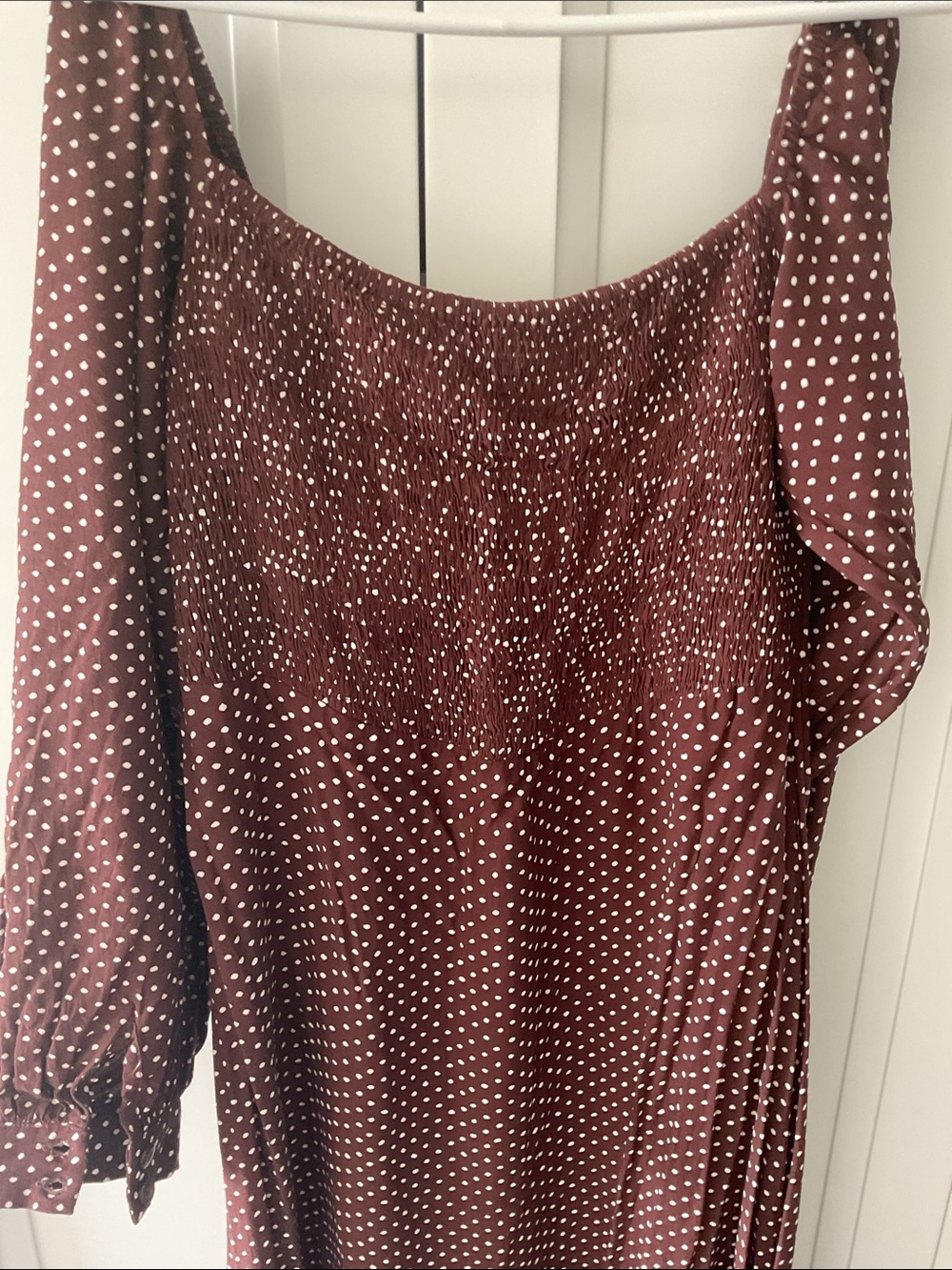 Faithfull the Brand Brown Polka Dot Midi Dress - Picture 5 of 6